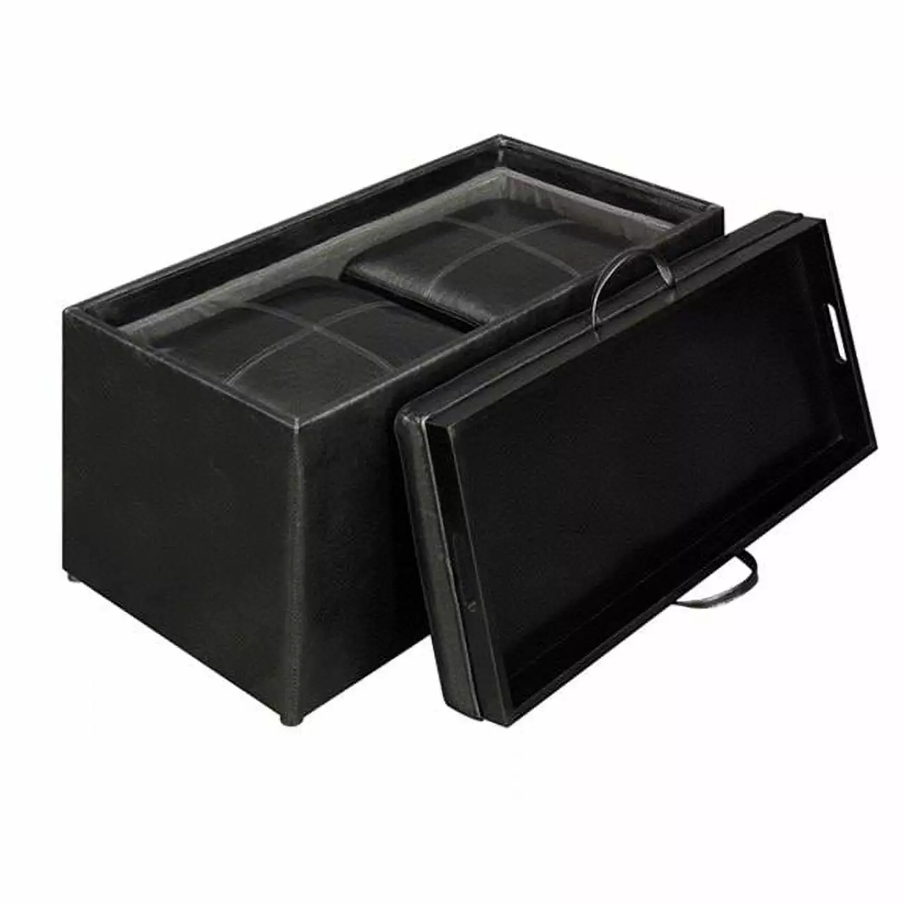 Sheridan Storage Bench 2 Side Ottomans Black Entryway or Bedroom Ottomans Convenience Concepts