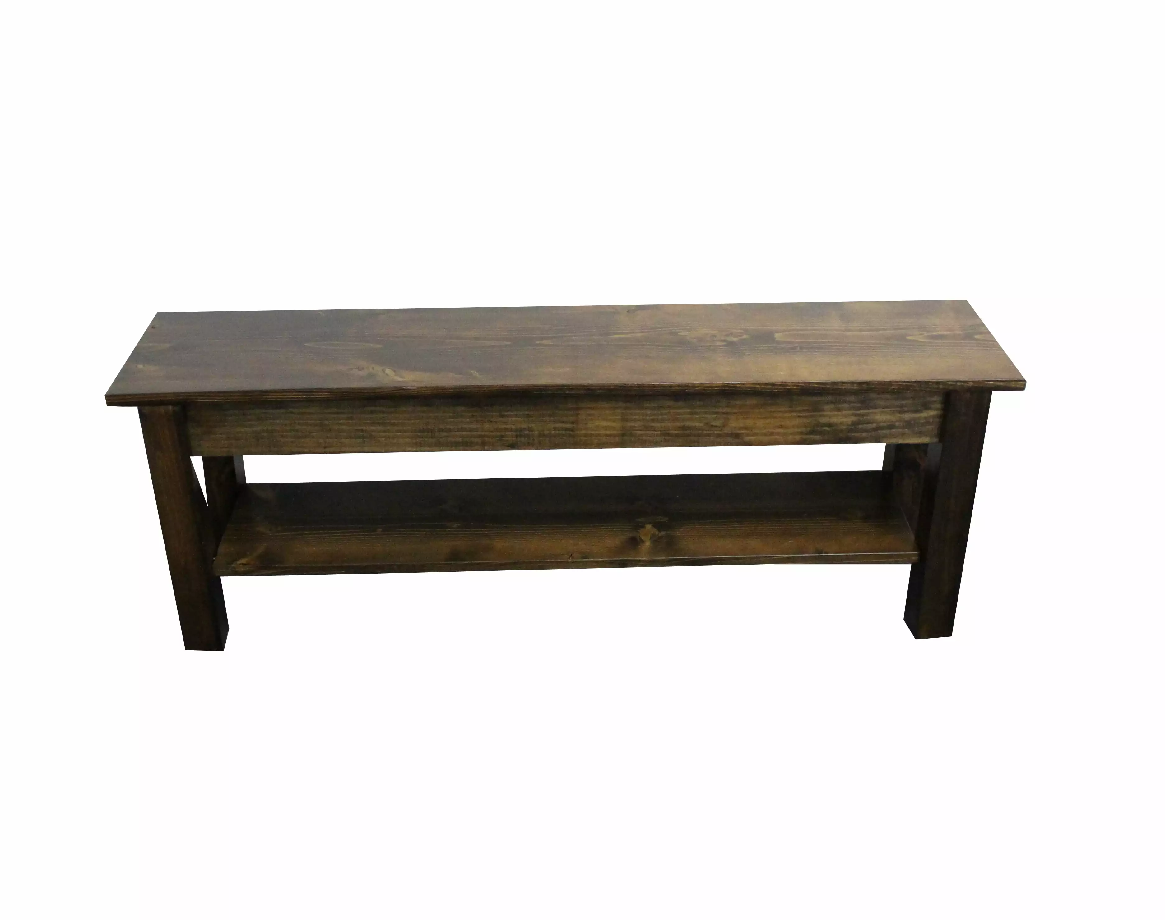 YUKON BENCH SHELF 54 Inch Rustic Wood Entryway Storage Bench Benches Ezekiel and Stearns