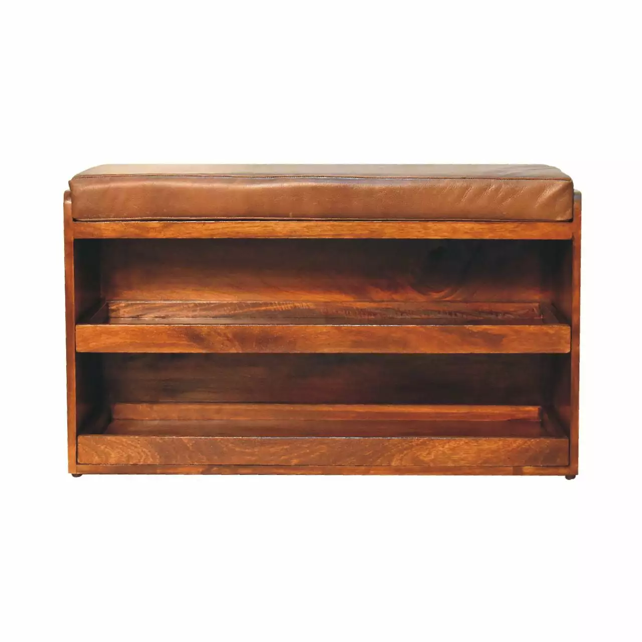 Buffalo Hide Pull out Chestnut Shoe Storage Bench Entryway Organizer Benches Ghislaine