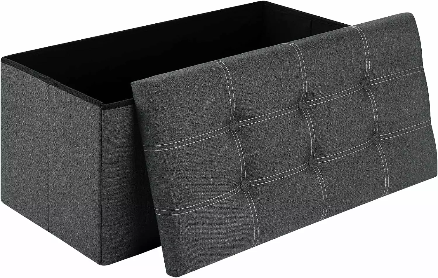Kibhous 30 Storage Bench Folding Storage Ottoman Bench Linen Coffee Table Folding Long Shoes Footstool Dark Grey Ottomans