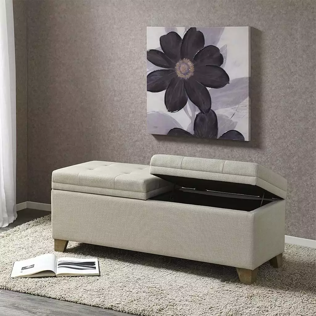 Madison Park Ashcroft Natural Finish Storage Bench Entryway or Bedroom Benches