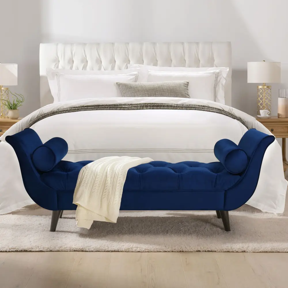 Solid Wood Alma - Tufted Flared Arm Entryway Bench