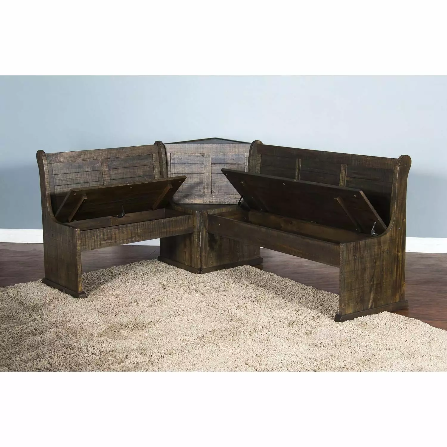 Sunny Designs Homestead Dark Brown Storage Bench Back Support Ottomans