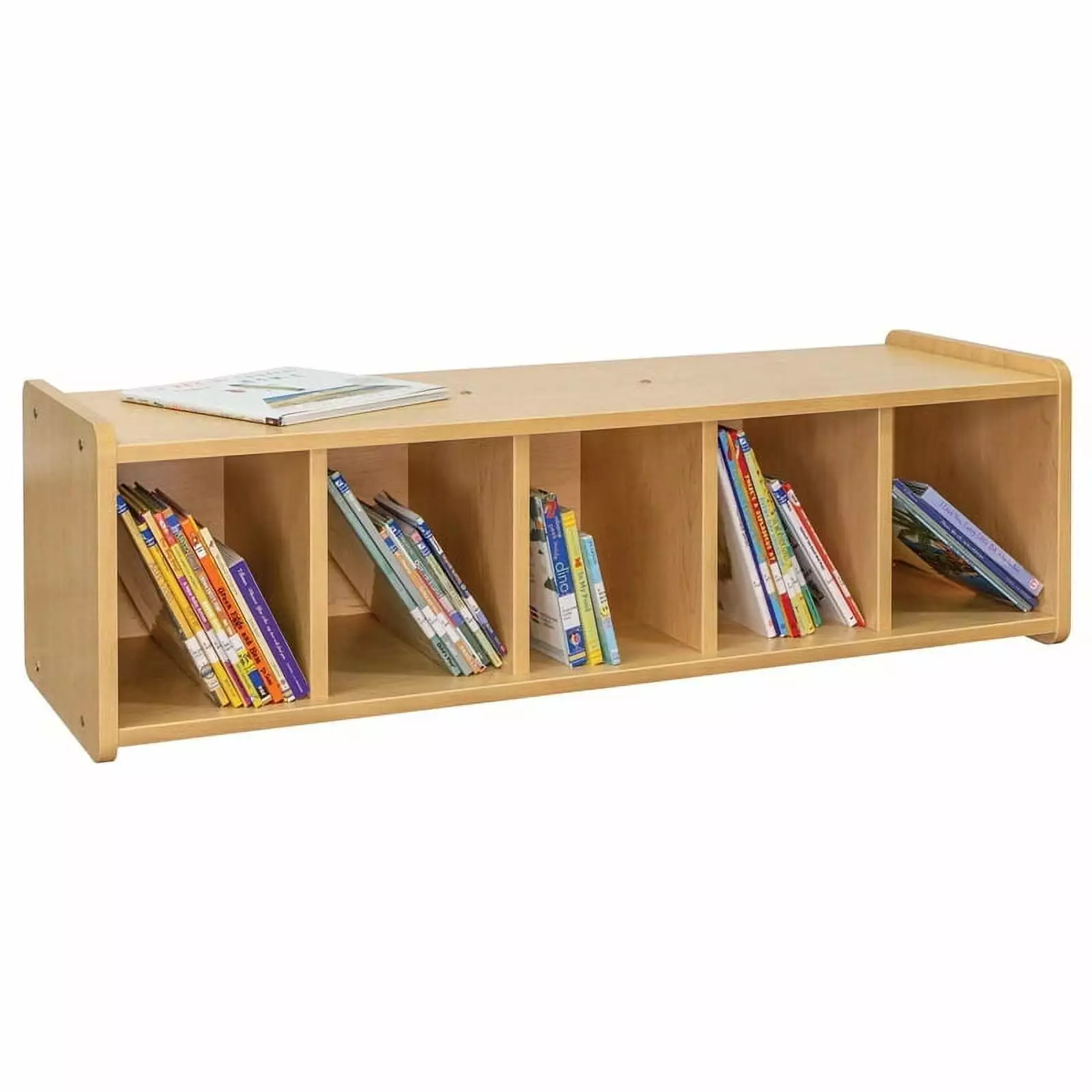 Tot Mate Children's Book Bench Cubby Storage 46 Wide Maple Wood Assembled Classroom Furniture