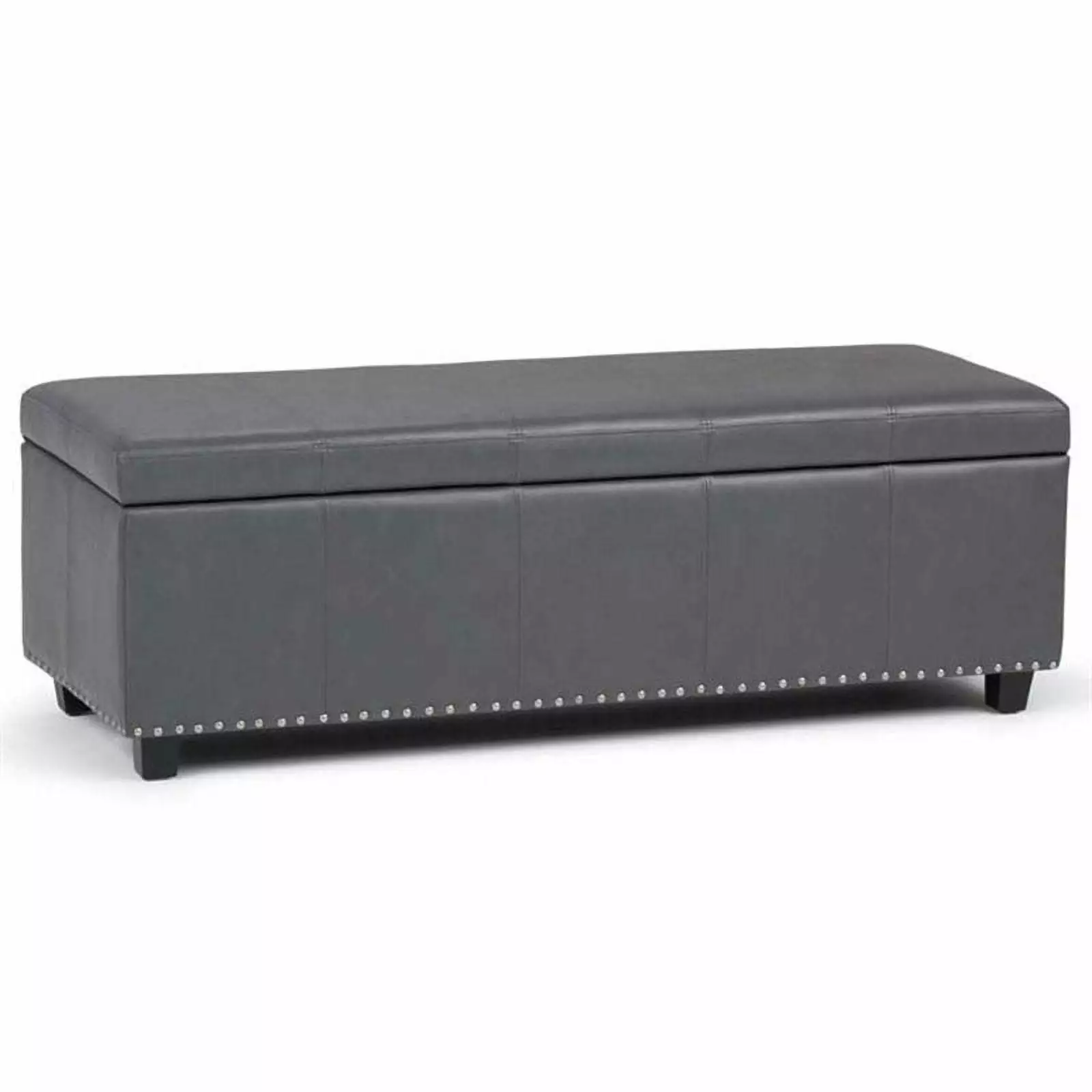 Trent Home Faux Leather Storage Bench Stone Gray - Modern Entryway Organizer Benches