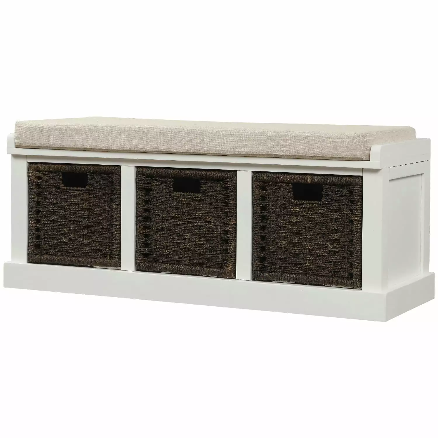 Morden Modern Storage Bench 3 Removable Classic Fabric Baskets - White Benches Triple Tree