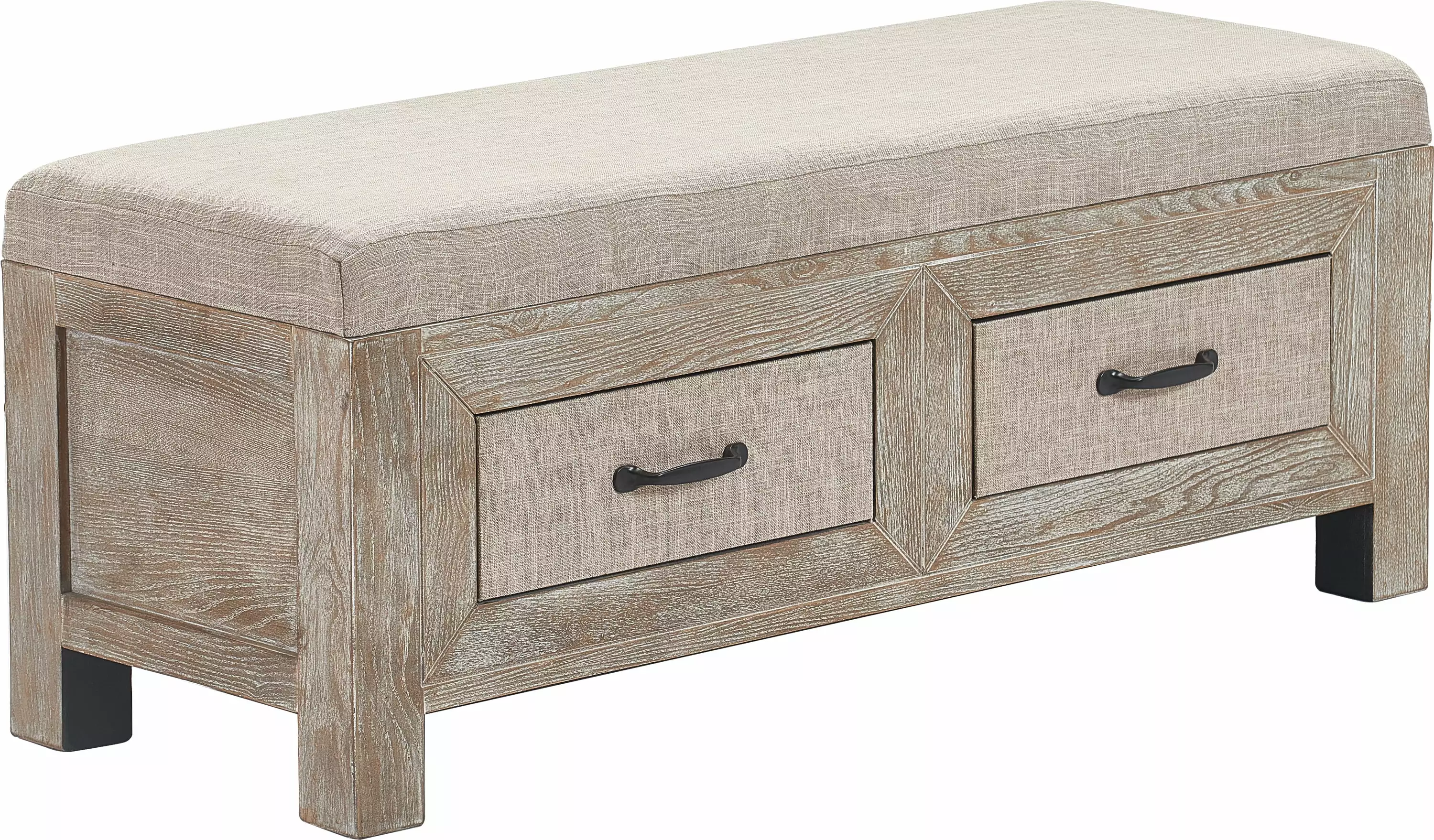 ClickDecor Cottage Weathered Ash Upholstered Storage Bench Bedroom or Entryway Benches Truly Home