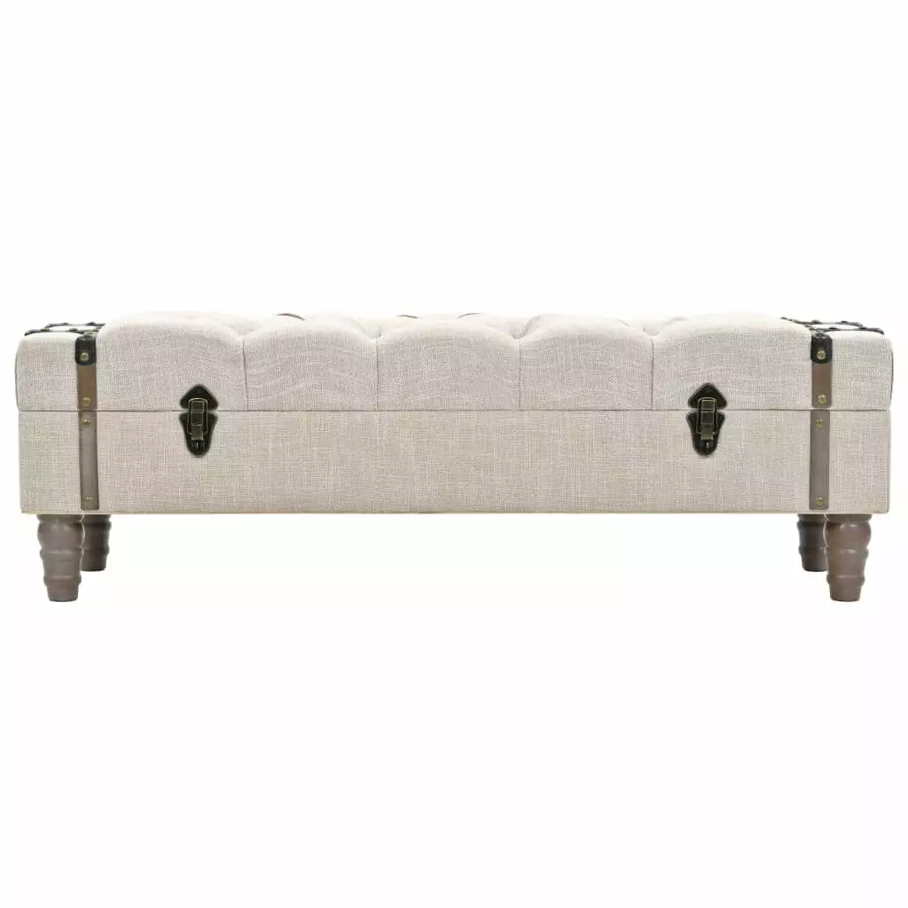 vidaXL Storage Bench 43.7 Cream Solid Wood Fir and Fabric Bedroom or Entryway Benches