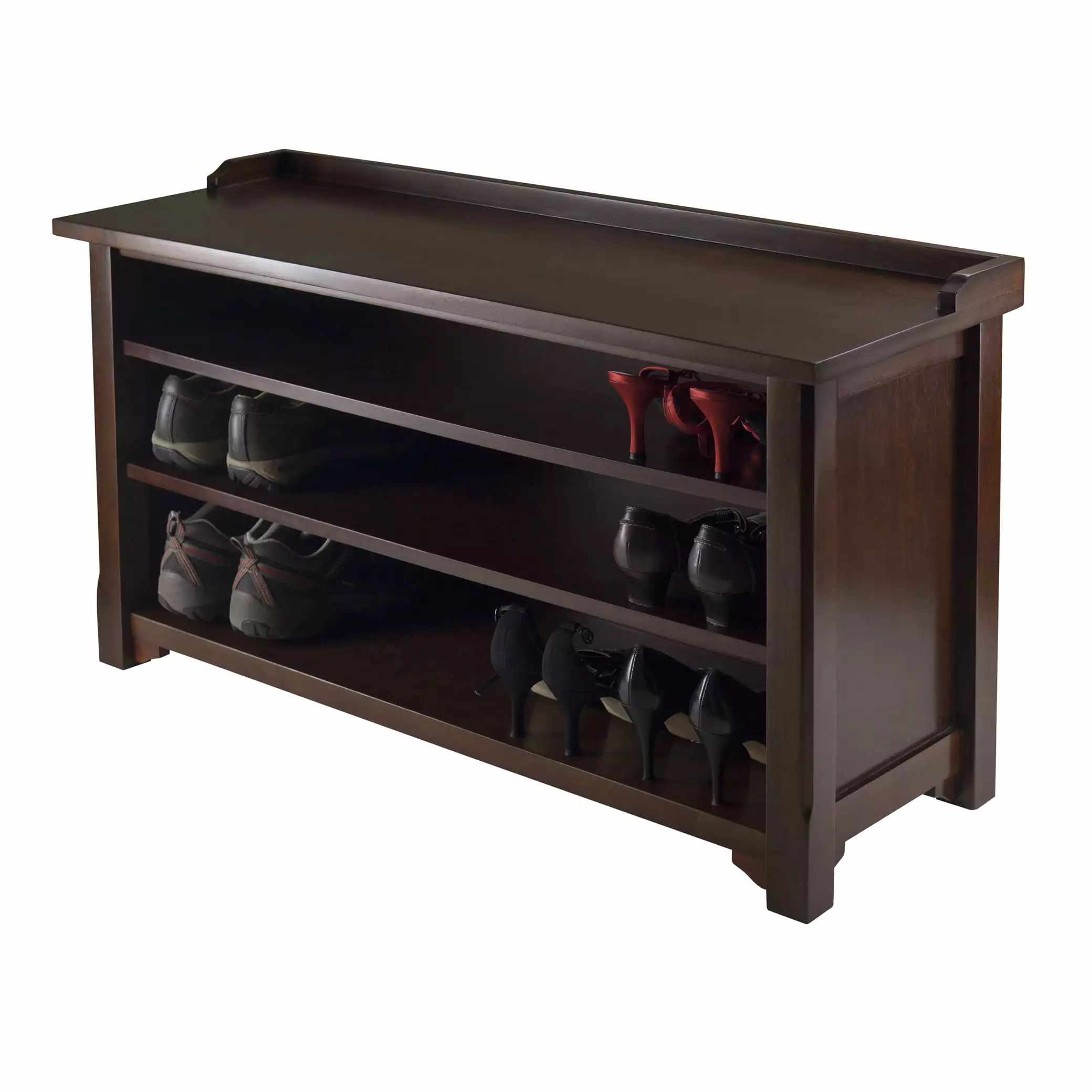 Winsome Wood Dayton Bench Shoe Storage Walnut Finish - Functional Entryway Bench Benches