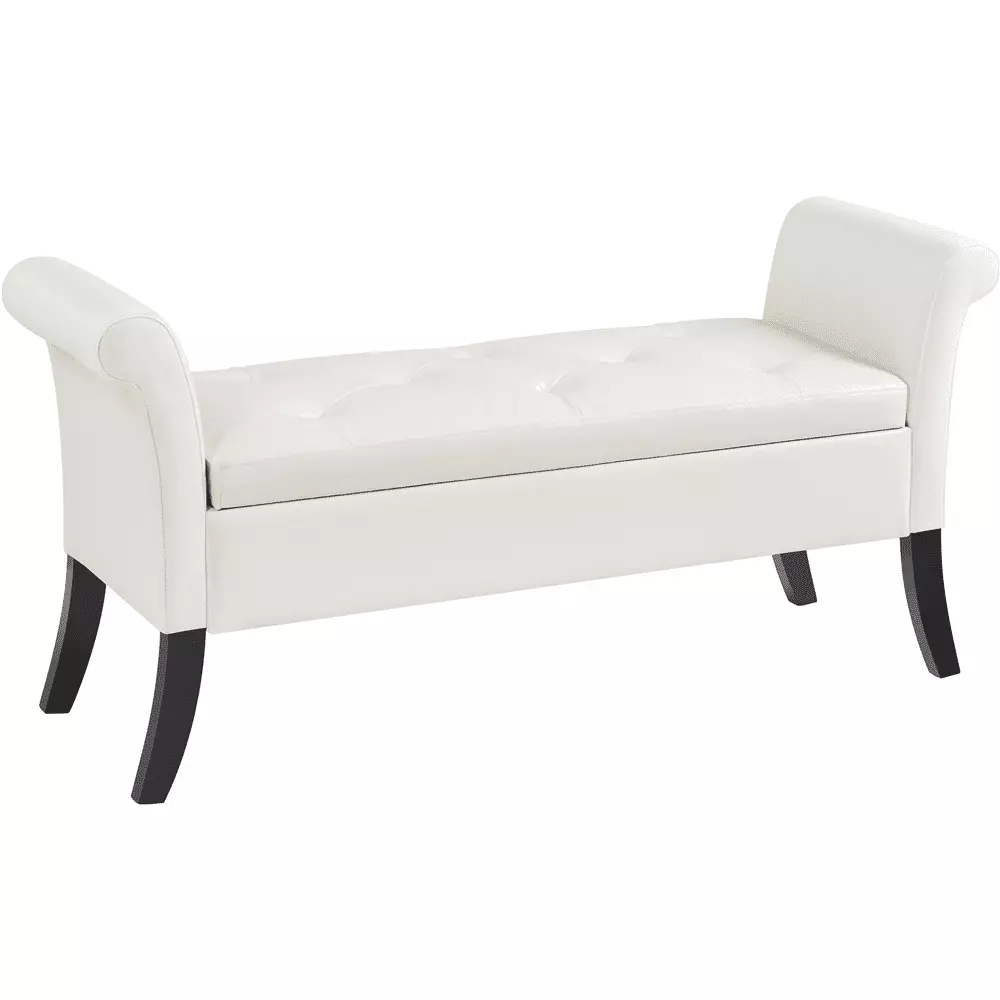 Yaheetech Upholstered Multifunctional Storage Bench Rolled Armrests White Benches