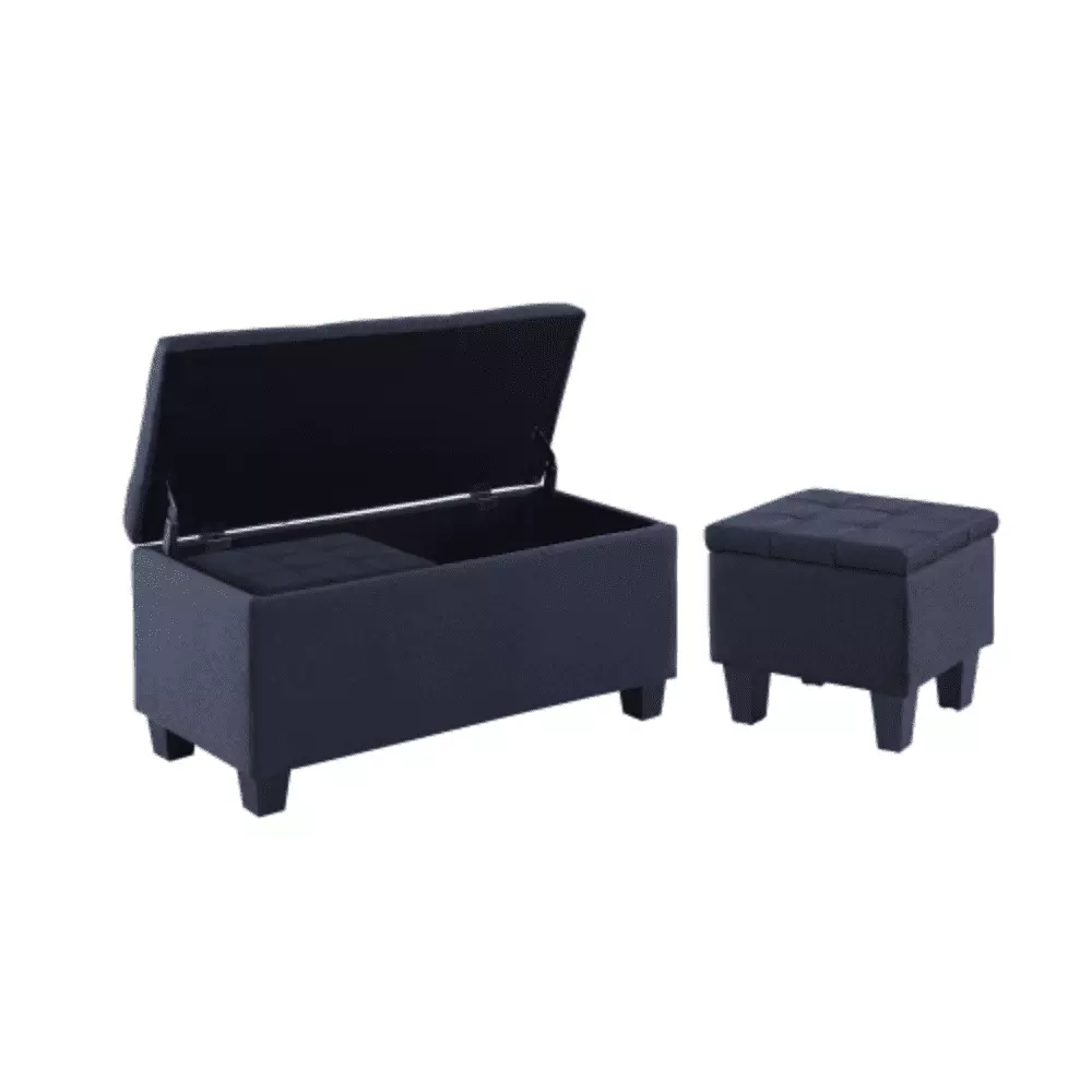 Large 3 1 Tufted Linen Storage Ottoman Bench Set Supports 250lbs Ottomans YRWL