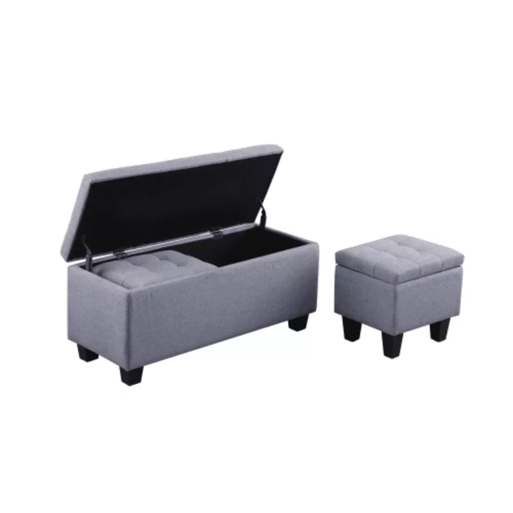 Large 3 1 Tufted Linen Storage Ottoman Bench Living Room Ottomans YRWL