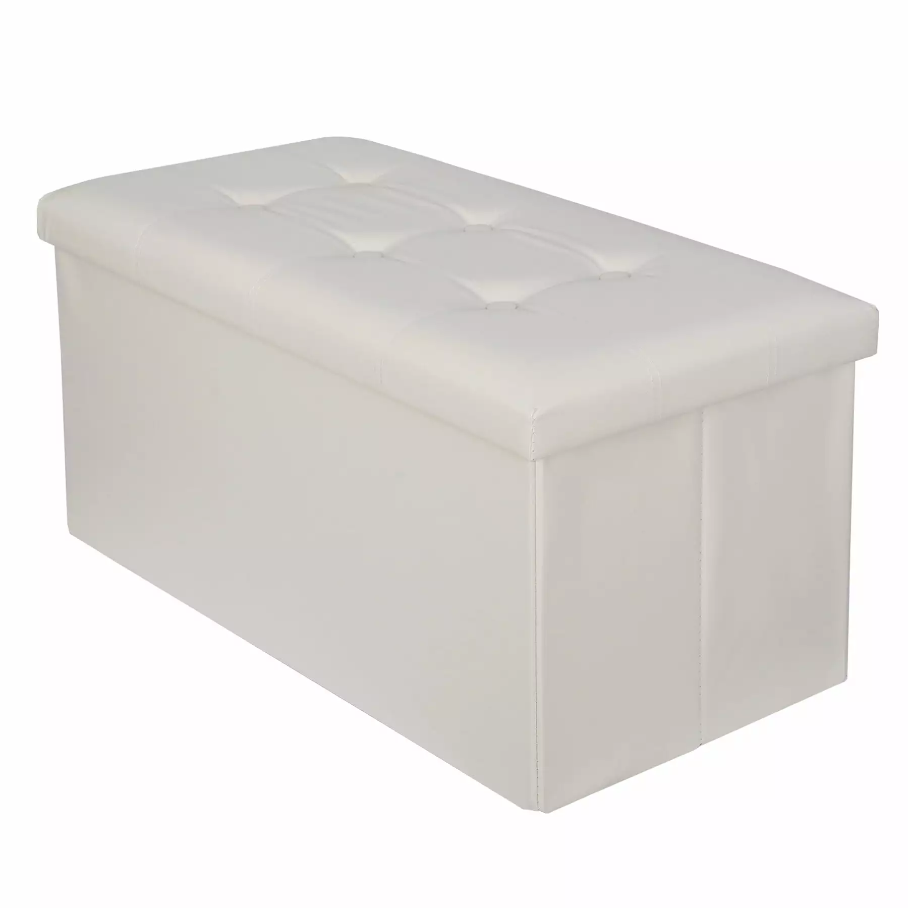 ZENSTYLE 30 Inch Beige Ottoman Storage Bench Folding Footrest Stool Sponge Padded Seat and Lid Ottomans