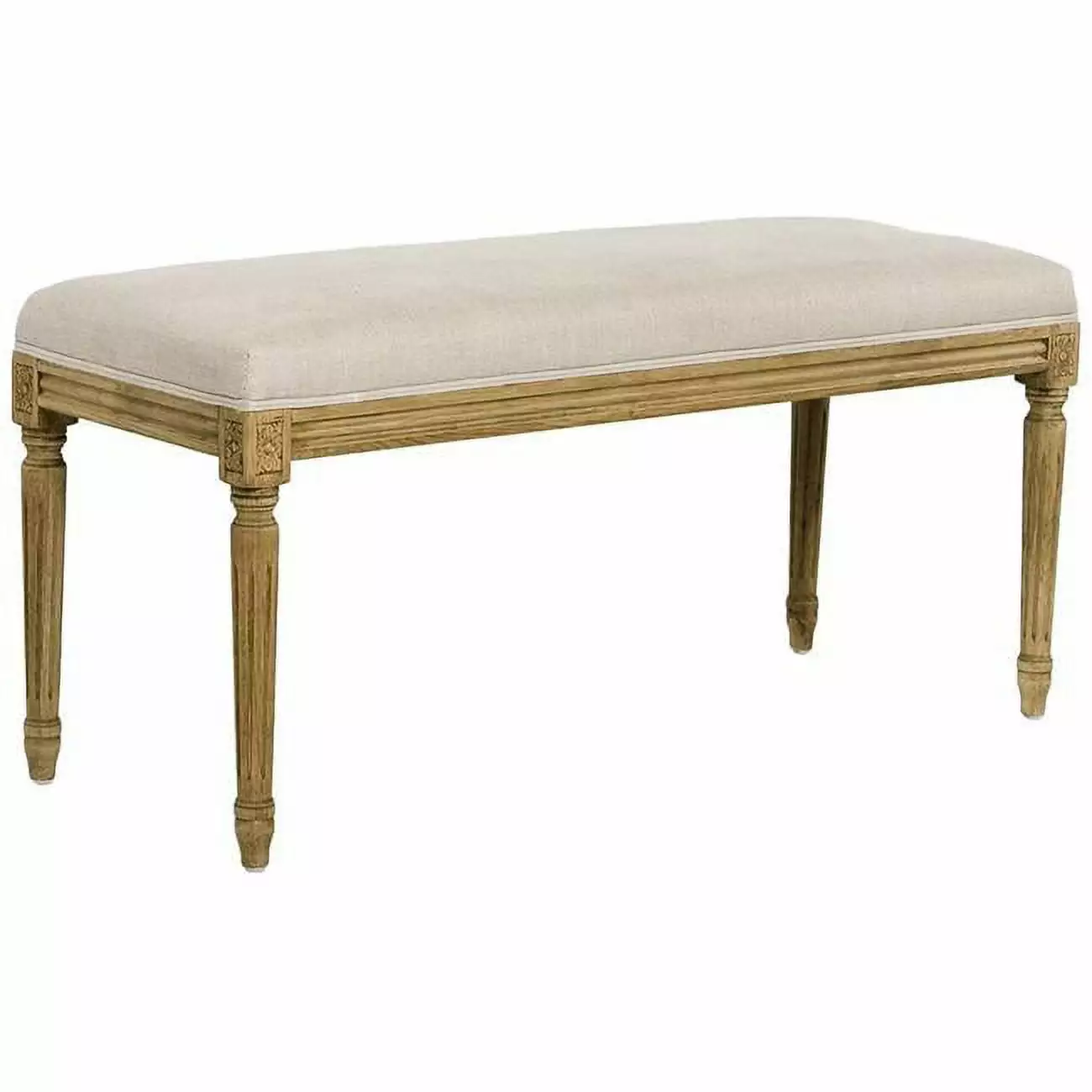 Zentique Lille Bench Grey Linen 40 x 18 x 15 Storage Bench Benches