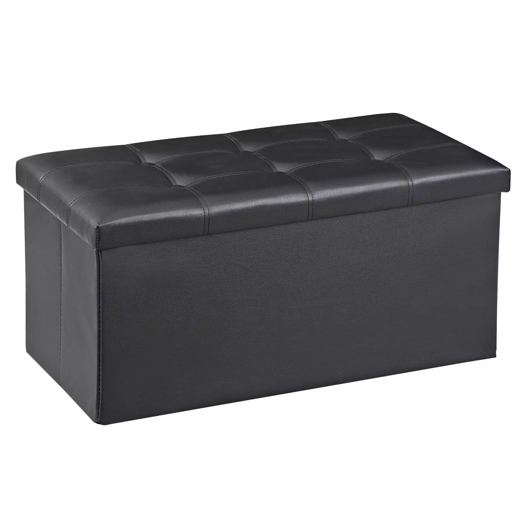 ZENY 30 Inch Black Folding Storage Ottoman Bench Foam Padded Seat Holds 350 lbs Ottomans