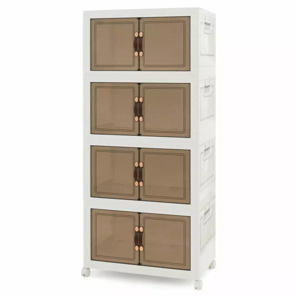 Canddidliike Stackable Storage Bins Lockable Wheels 4 Pack Floor Storage Cabinet Home Office