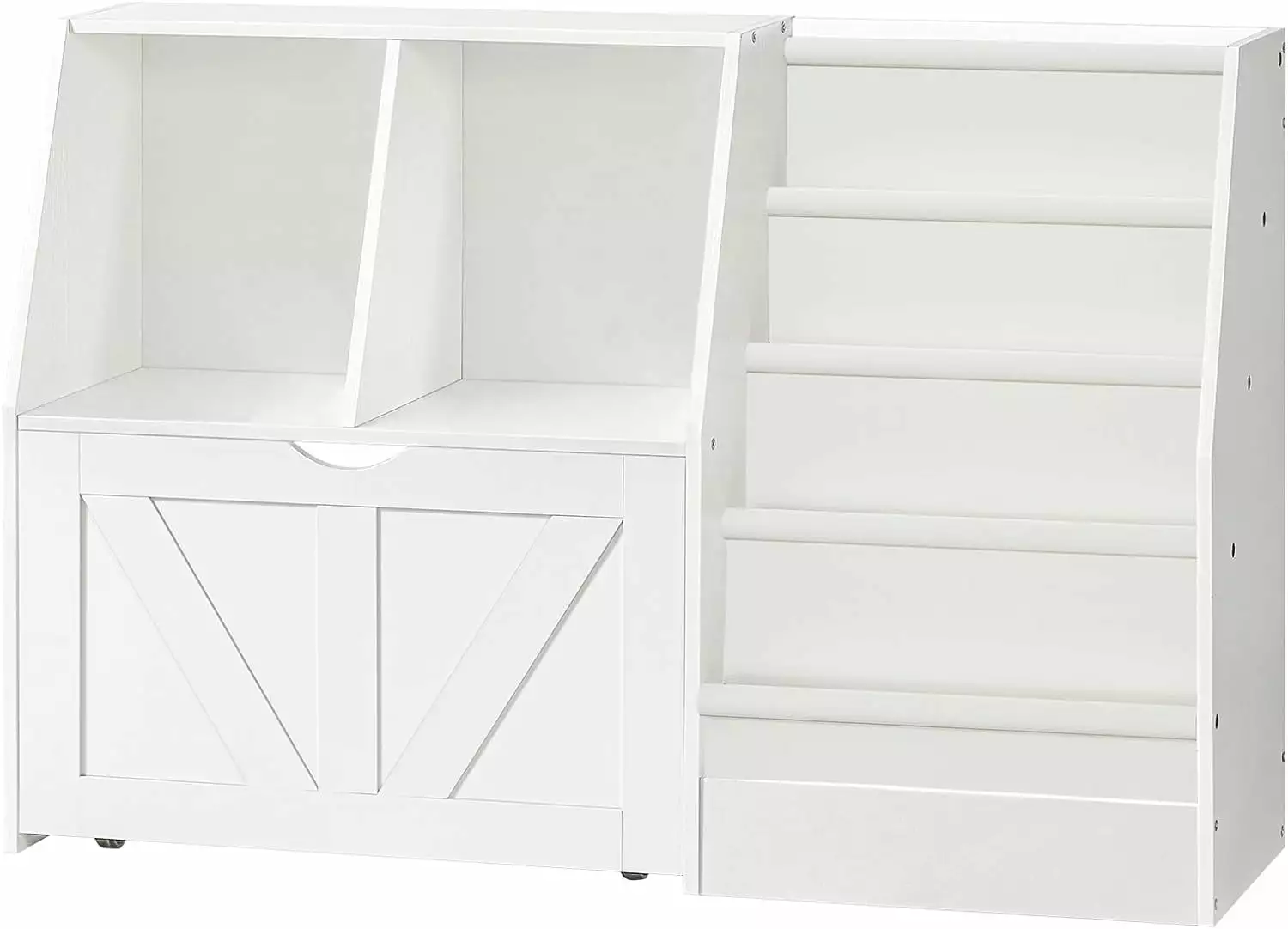 Kids Bookshelf Four Layer Sling Bookcase Movable Drawer Toy Organizer White WT112CW01 unbrand
