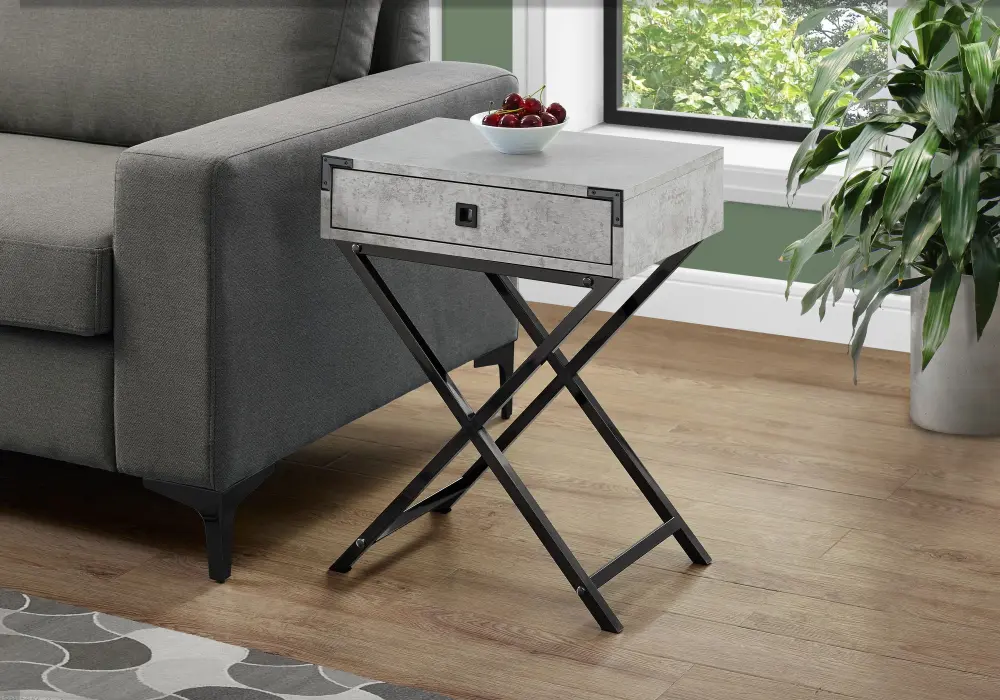 Accent Side Table, Storage Drawer, Stylish Design Contemporary & Minimalist