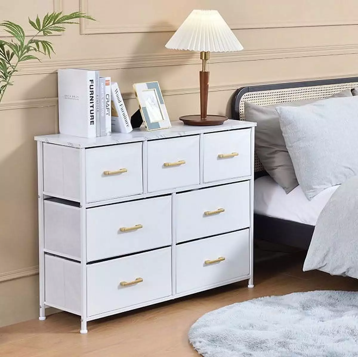 Bigroof Storage Cabinet Bedroom 7 Drawers Sturdy Steel Frame Closet Entryway Hallway