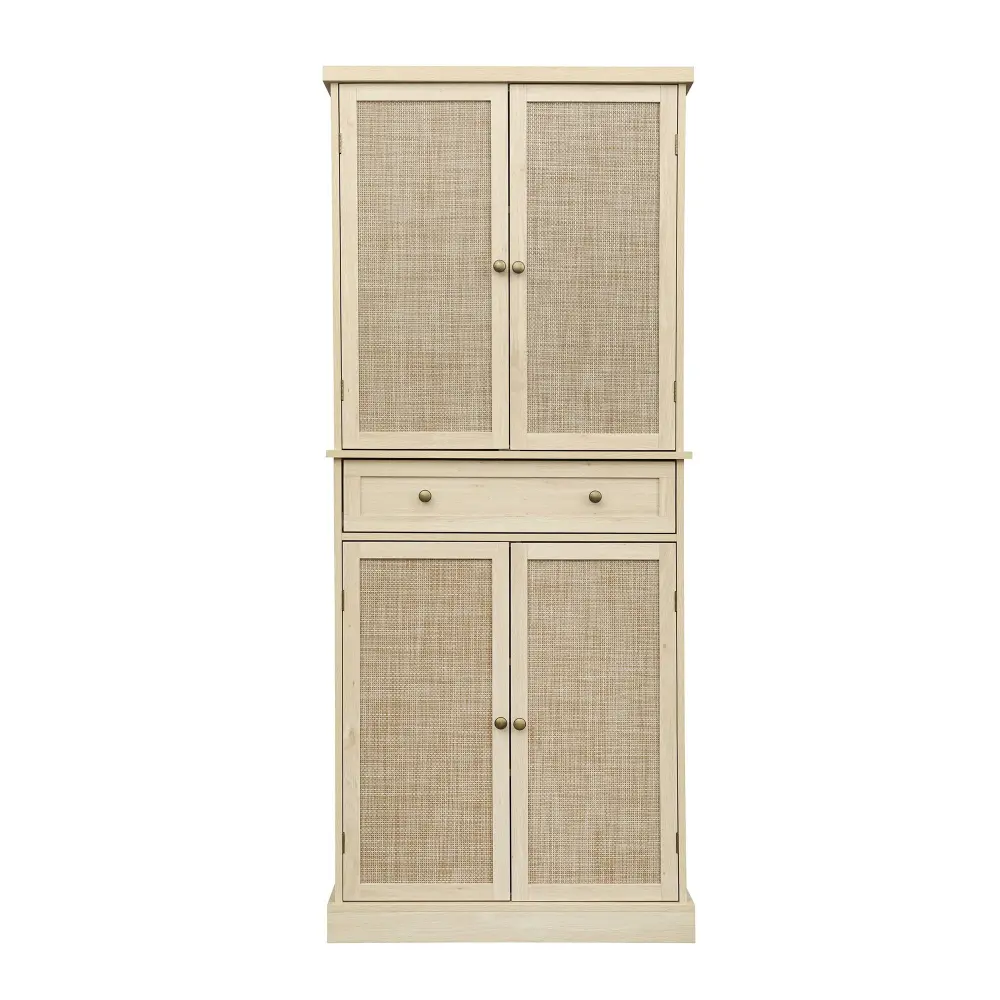 4 Door Storage Cabinet 1 Drawer And 4 Customizable Inner Shelves - Natural