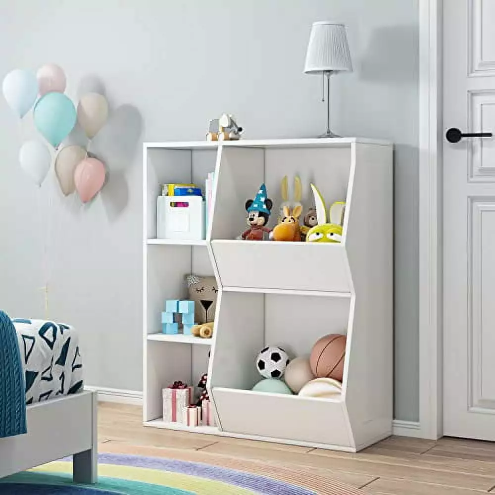 HORSTORS Toy Storage Organizers Kids Bookcase and Bookshelf Open Muti-Bins Toy Storage Display Cabinet GongKui