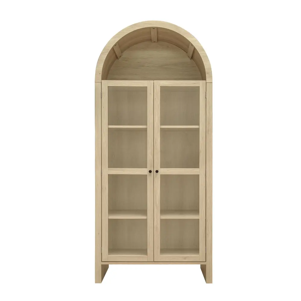 Industrial Metal Tall Arched Kitchen Pantry, Modern Farmhouse Wood Kitchen Storage Cabinets, Arched Storage Display Cabine...