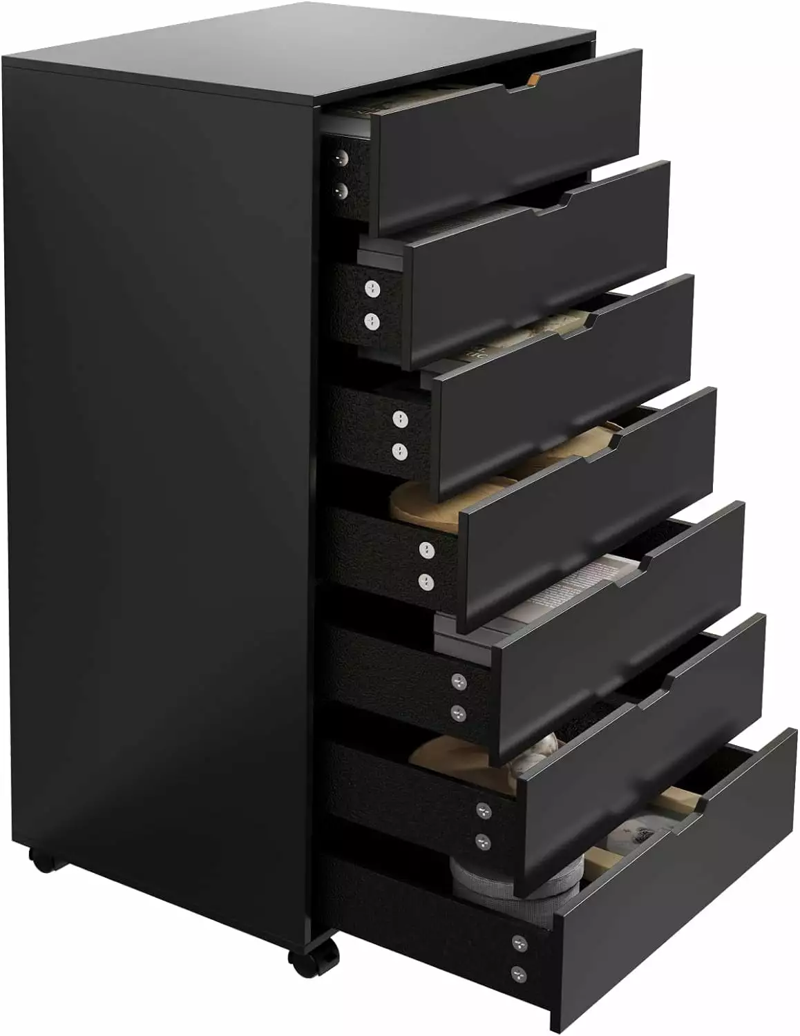 7 Drawer Mobile Storage Cabinet Dresser Wheels Office QRInnovations