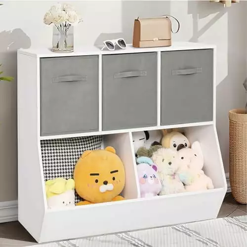 Iwell Toy Storage Organizer Bookshelf Kids Bookshelf 5 Cubicles Toy Storage Cabinet TeviRoom