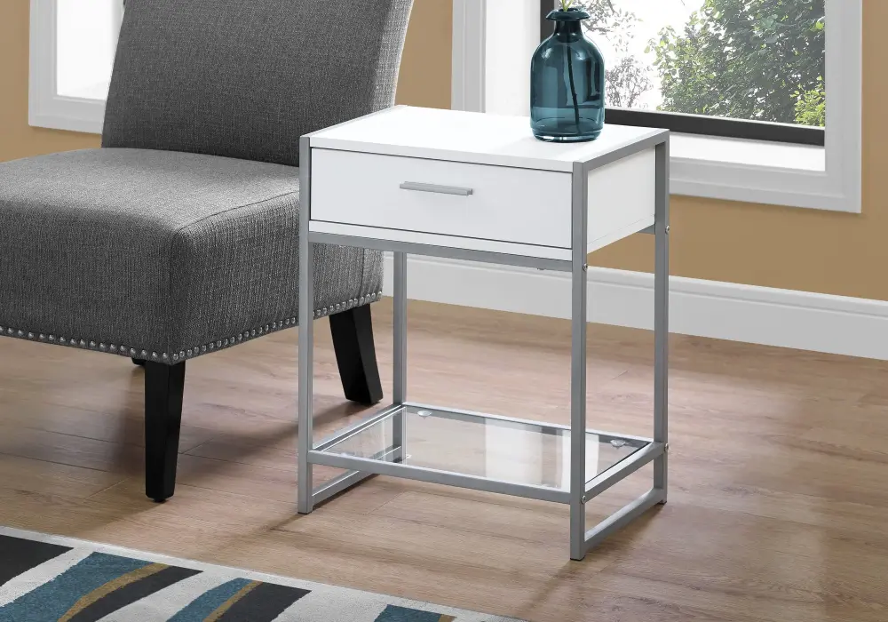 Versatile Accent Side Table, Storage Drawer Storage Shelf