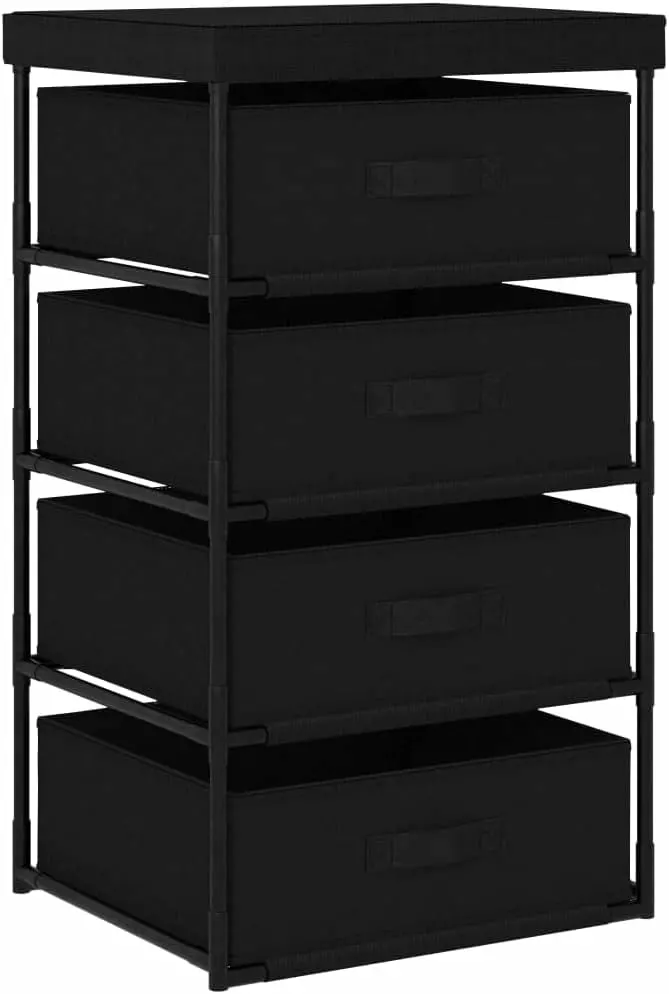 Storage Rack Office Locker Cabinet File Organizer 4 Fabric Baskets Steel Black Bathroom Hallway Living Room Closet Entrywa...
