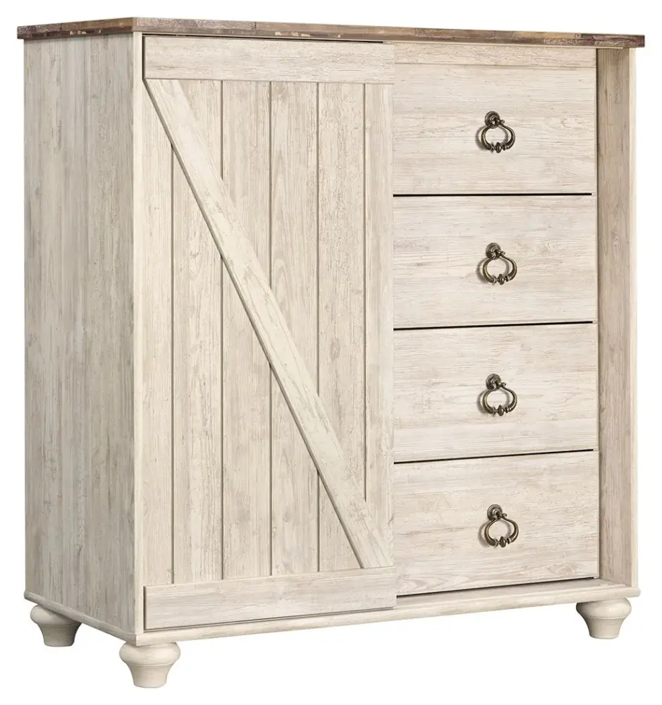Carved Wood Willowton - Dressing Chest - Whitewash