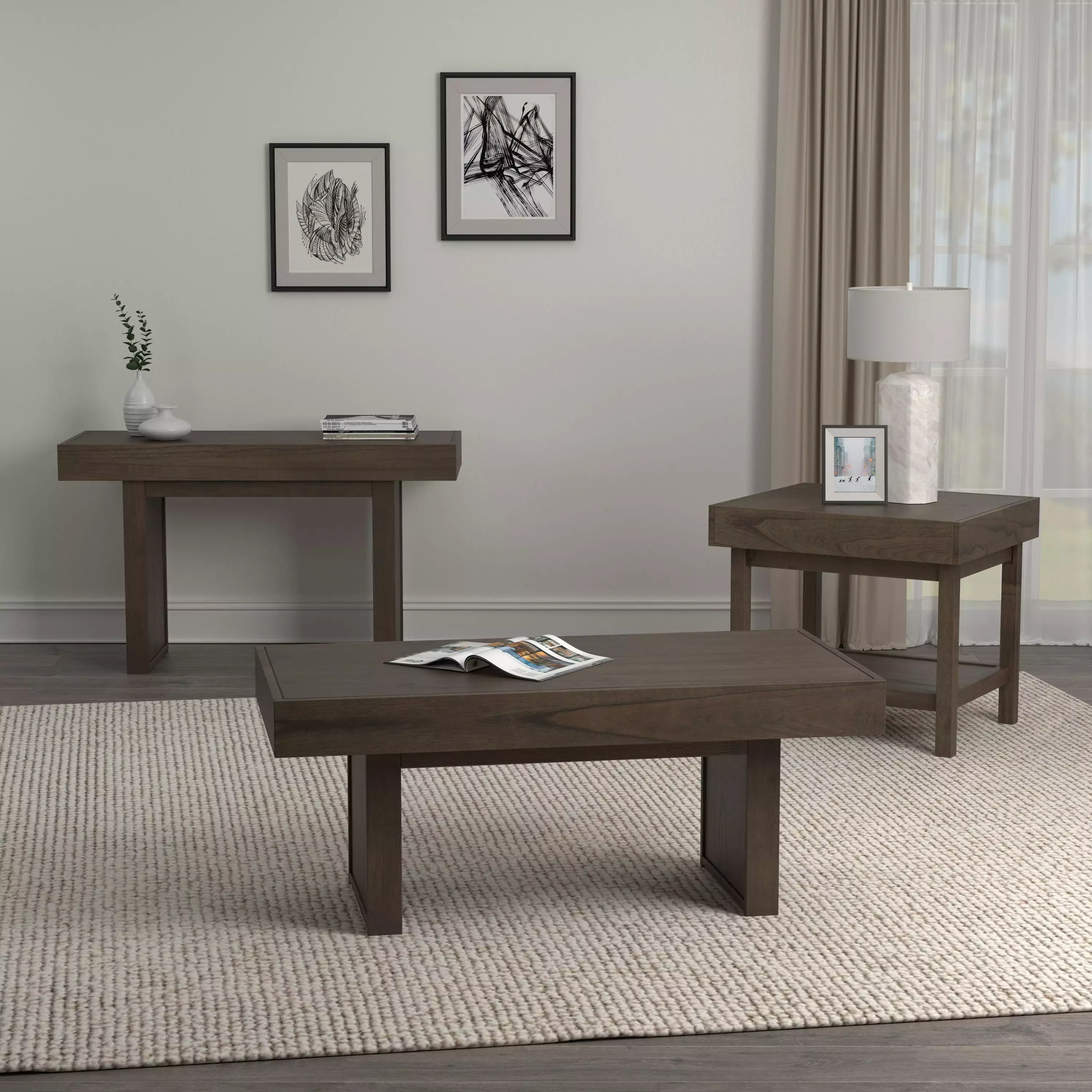 Rectangle Wheat Brown Sofa Table Hidden Storage Console Console Coaster Company