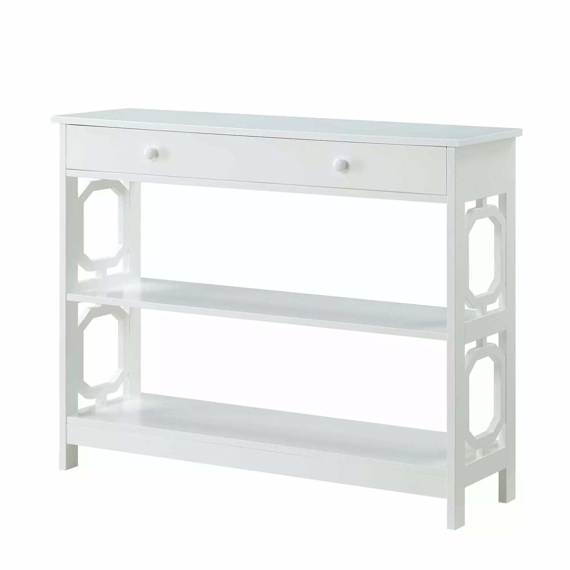 Convenience Concepts Omega Storage Console Table White Wood Finish Console
