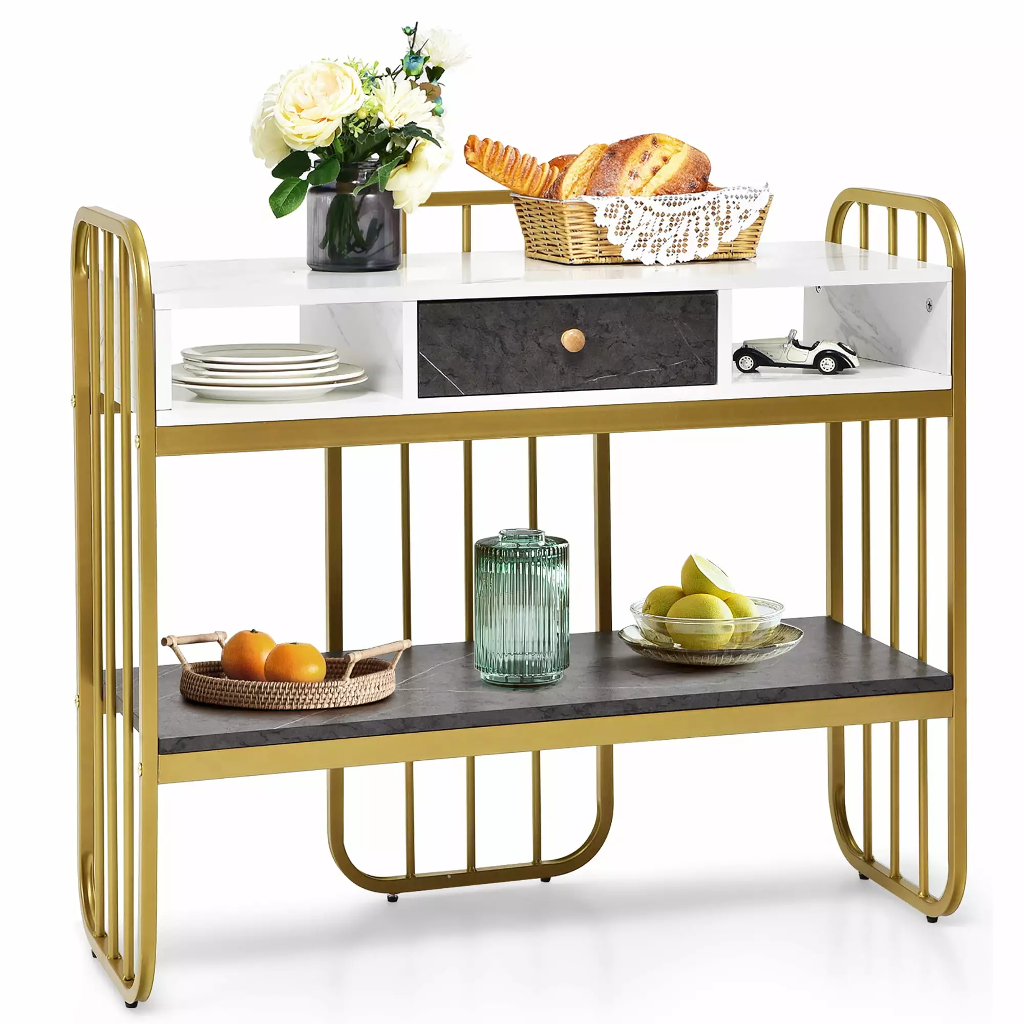 Costway Modern Console Table Drawer Storage Shelf Wide Tabletop Entryway Console