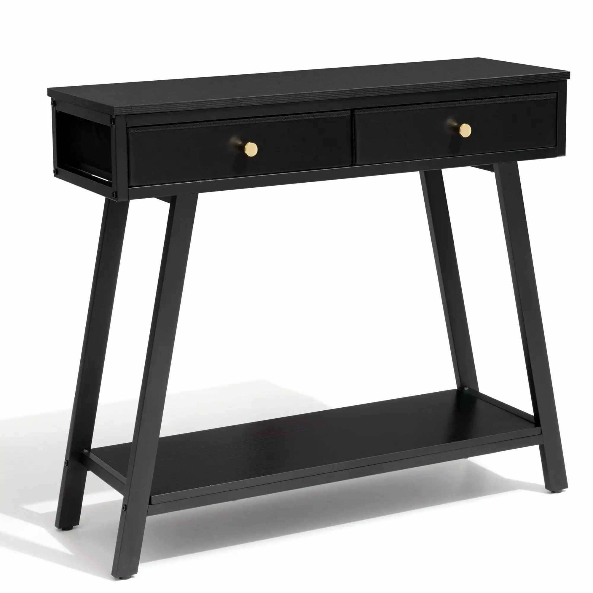 Crestlive Products Black 2-Tier Entryway Table 2 Drawers - Console Side Table Console