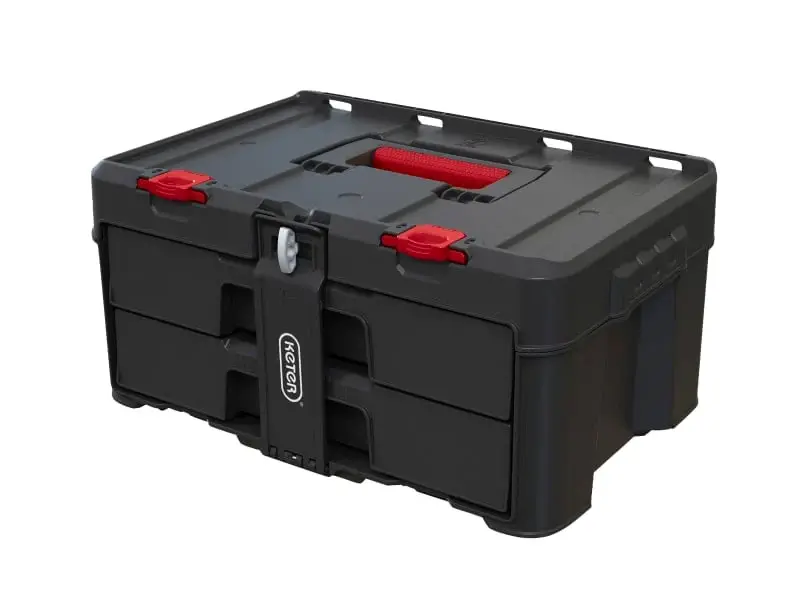 Keter Stack N Roll 2-Drawer Unit - Durable, Customizable Storage Complete Drawer Opening