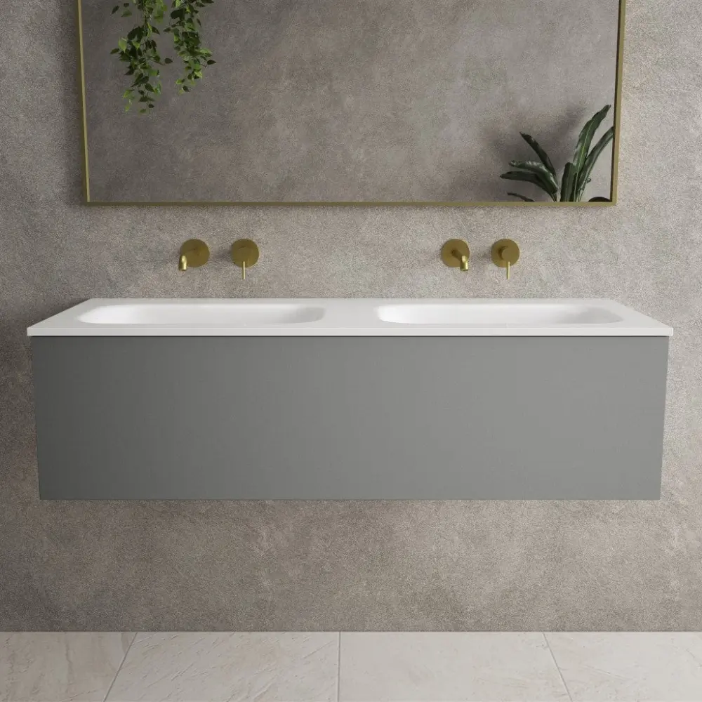 Raffinata One Drawer Vanity Unit Beyondstone Paired Basin - Matt Dust 1200mm