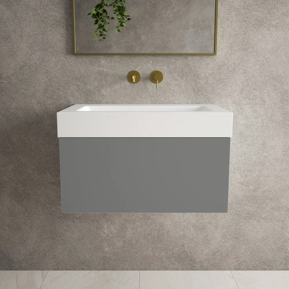 Raffinata One Drawer Vanity Unit Beyondstone BLOC Basin - Matt Dust 700mm
