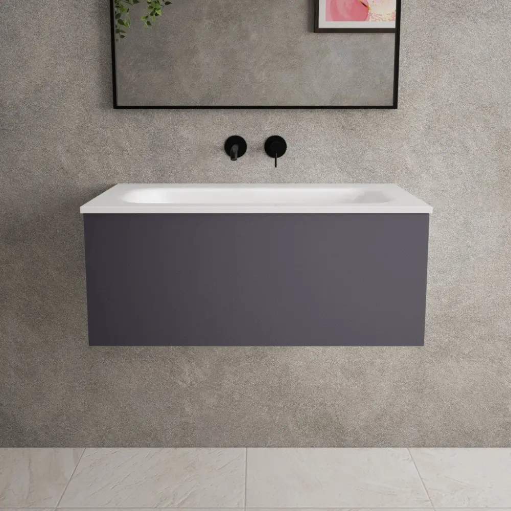 Raffinata One Drawer Vanity Unit Beyondstone Basin - Matt Graphite 800mm
