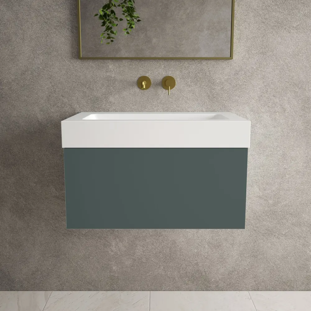 Raffinata One Drawer Vanity Unit Beyondstone BLOC Basin - Matt Onyx Green 700mm