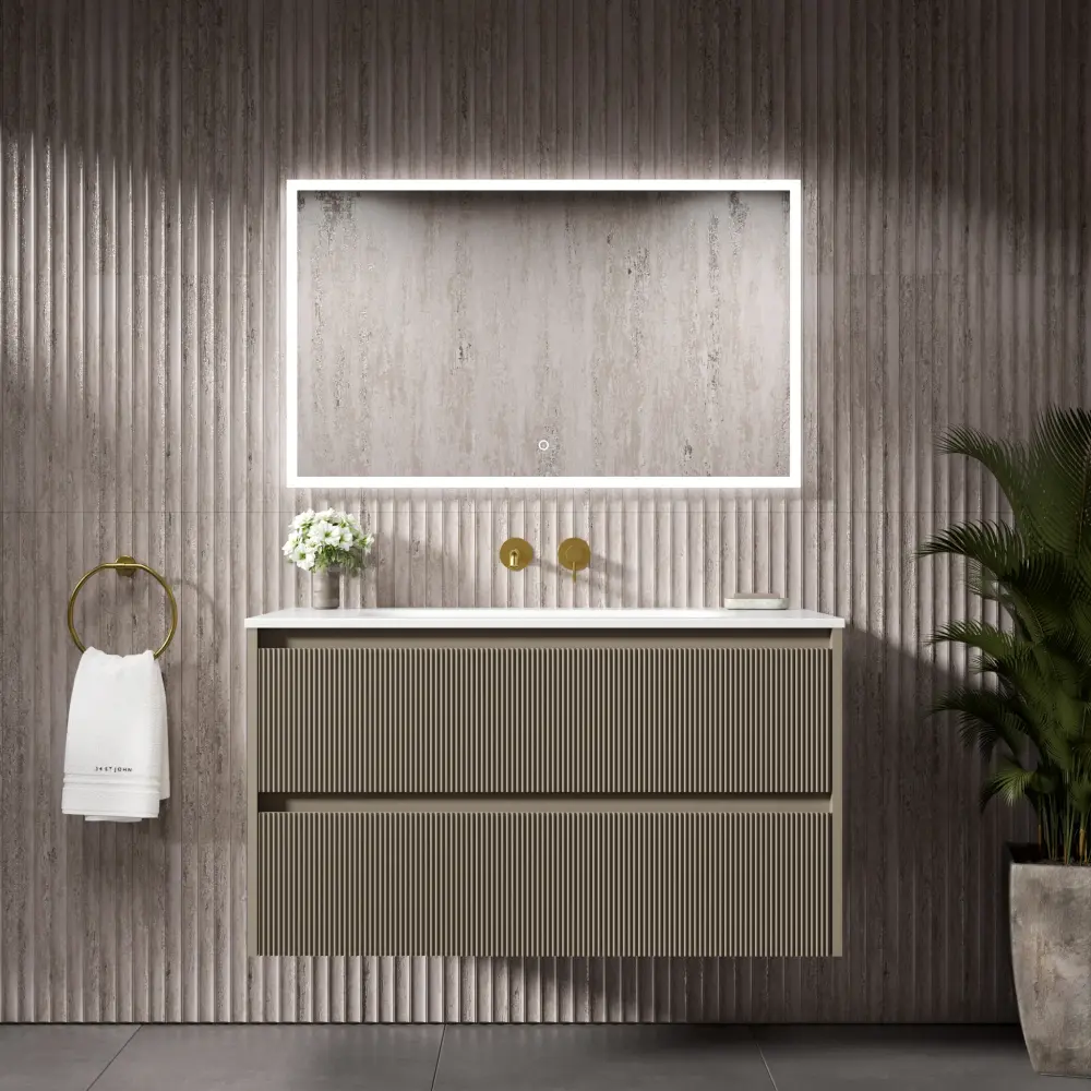 Scanalato Paired Drawer Vanity Unit Beyondstone Basin - Soft Taupe 1000mm