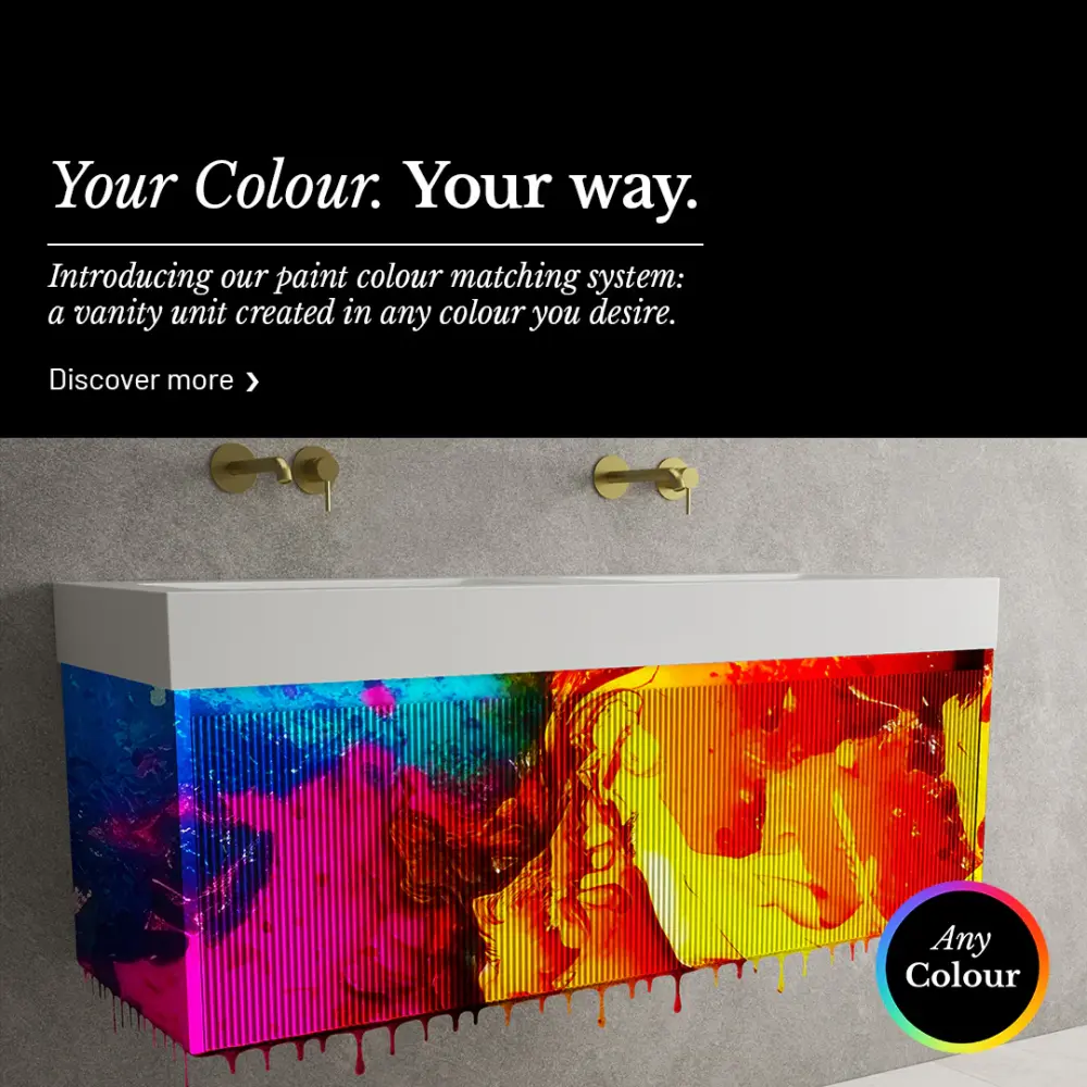 Scanalato Single Drawer Vanity Unit Beyondstone BLOC Paired Basin - Choose Your Own Colour 1200mm