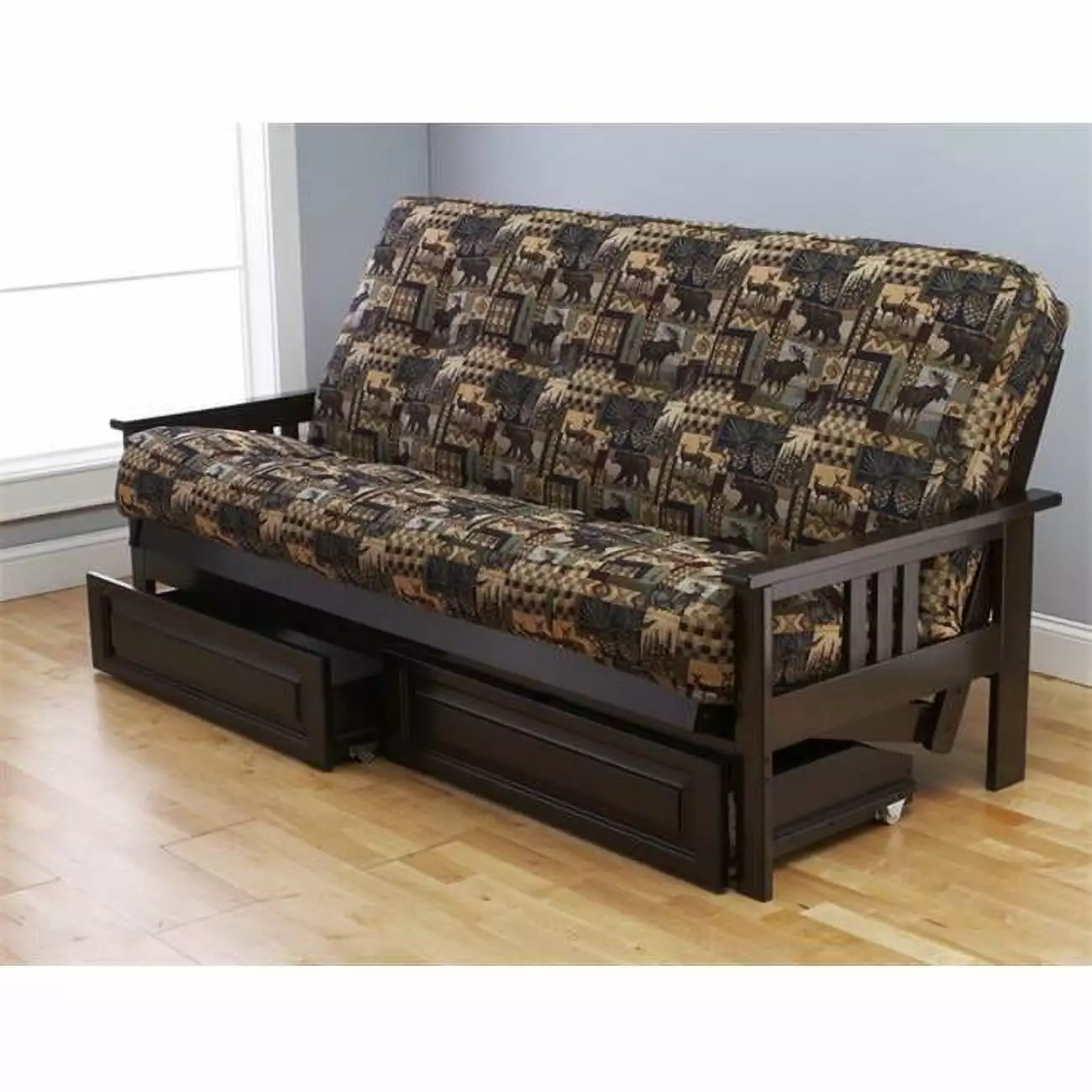 Kodiak Furniture Monterey Storage Futon Multi Color Fabric Mattress Space Saving Sleeper Sofa Futons