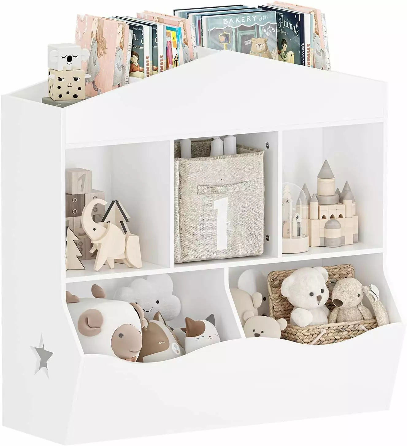 Jojoka Kids Toy Storage Organizer Wooden Kids Bookshelf Open Storage Cubby