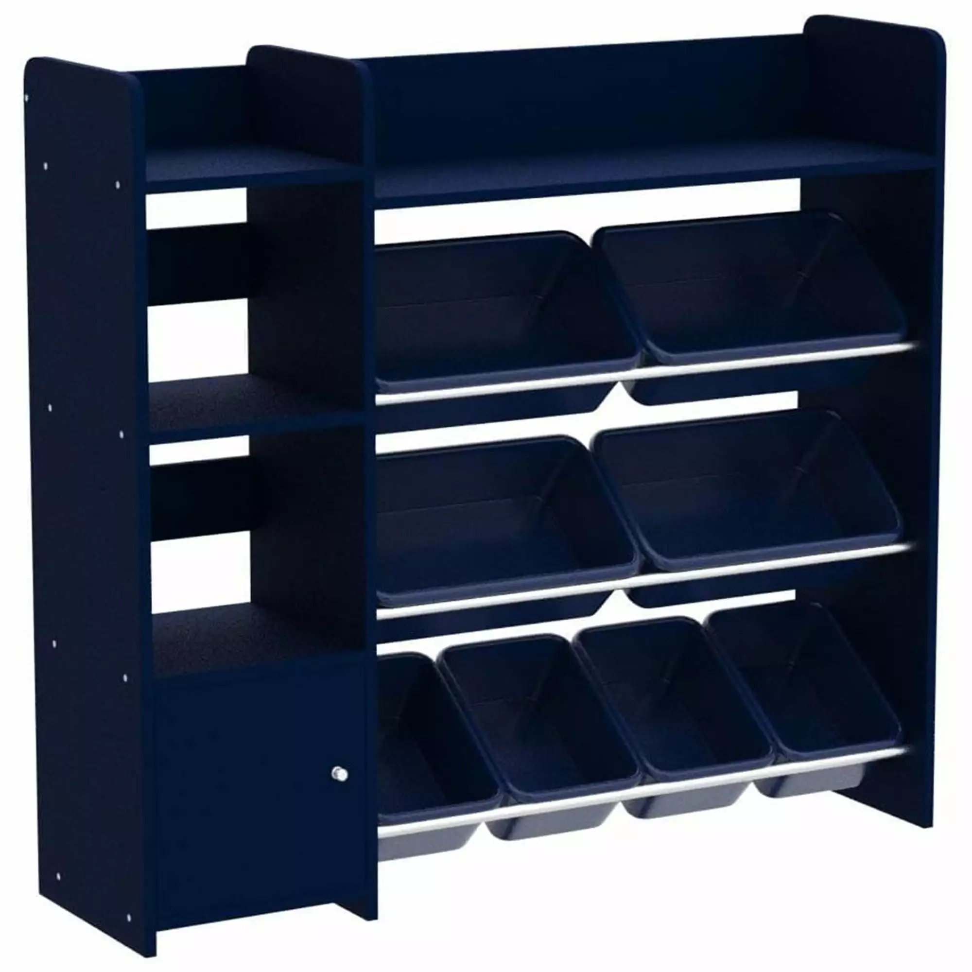 Sturdis Kids Toy Storage Organizer Bookshelf and 8 Toy Bins Dark Blue