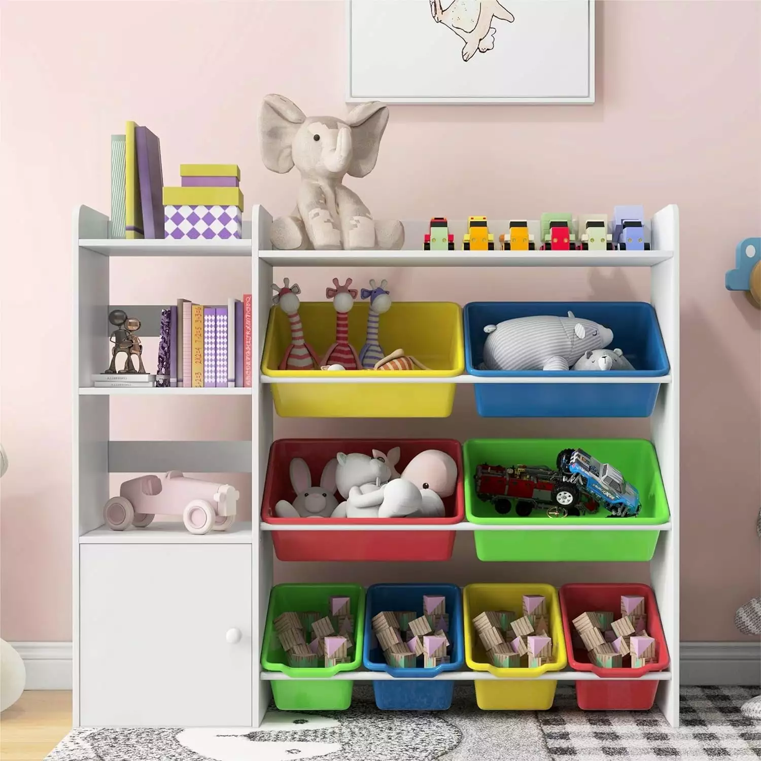 Kids Toy Storage Organizer 4-Tier Toy Organizers 8 Removable Storage Bins YoJoFHM