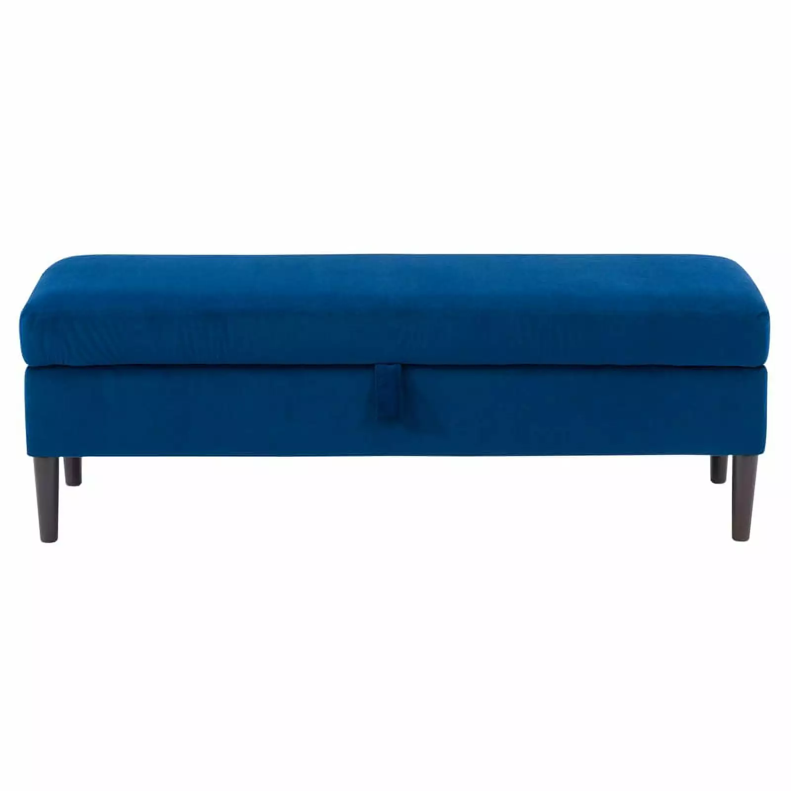 Atlin Designs Blue Velvet Fabric Storage Ottoman Living Room and Bedroom Ottomans