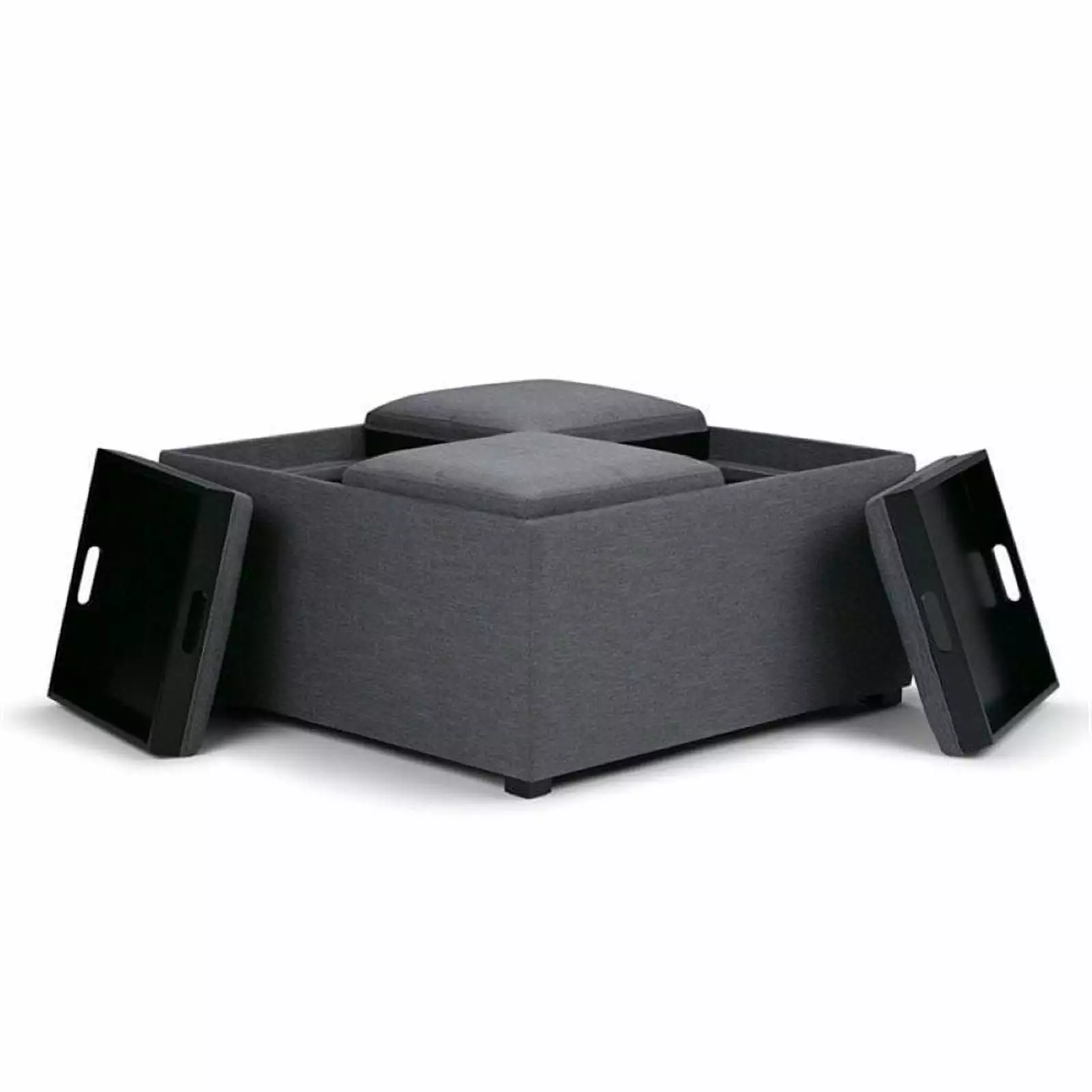 Atlin Designs Coffee Table Storage Ottoman Gray - Multi-Functional Living Room Bench Ottomans