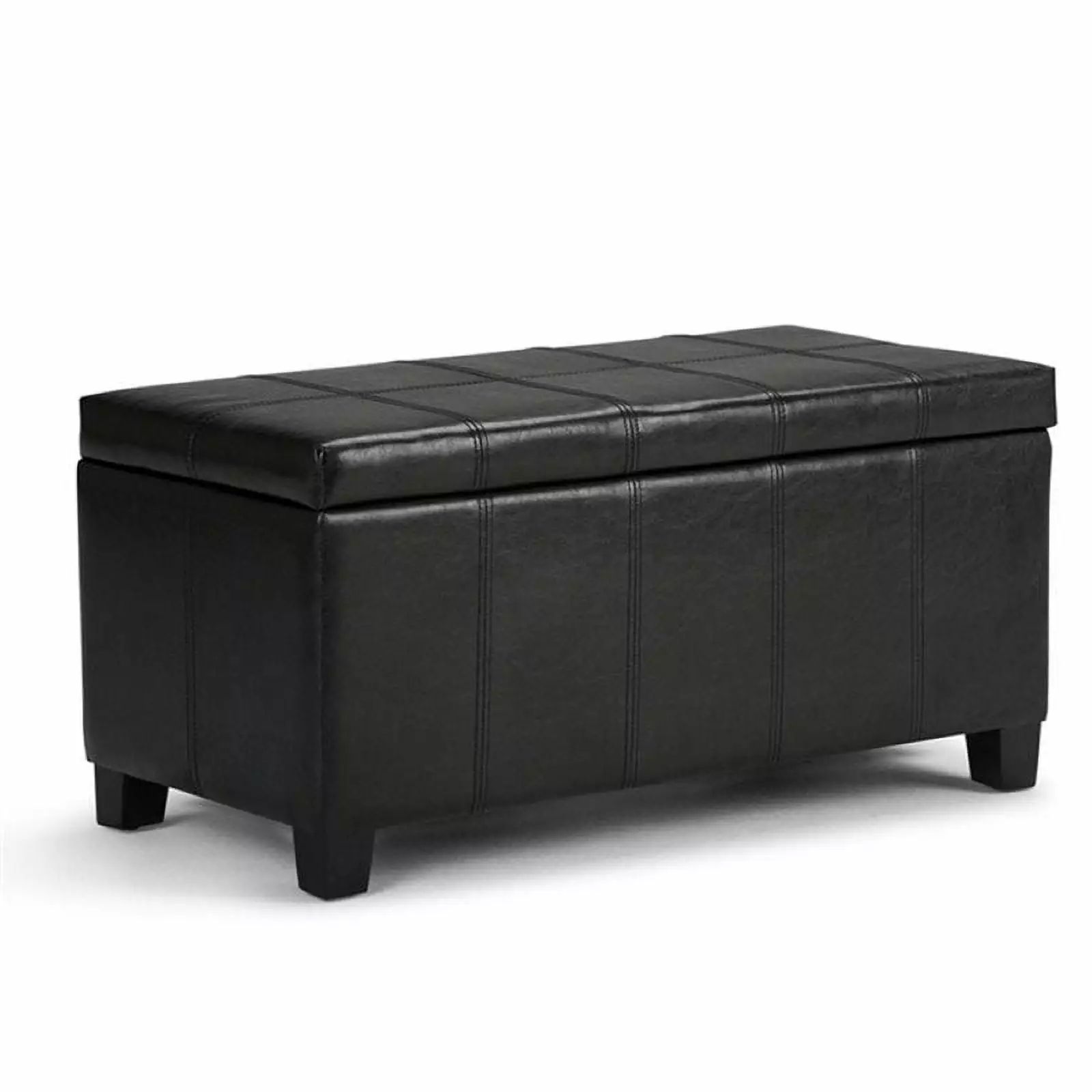 Atlin Designs Faux Leather Storage Bench Black Ottomans
