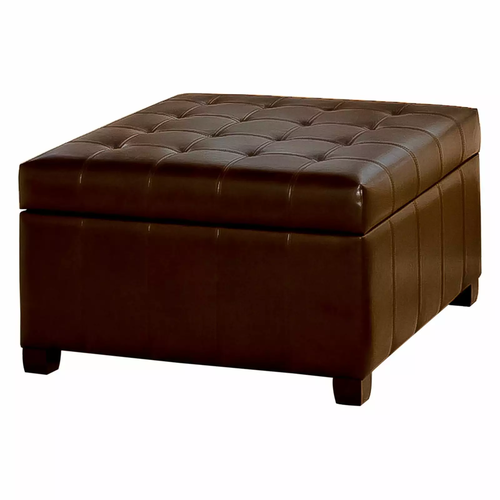 Fiona Tufted Leather Storage Ottoman - Classic Home Decor Piece Ottomans Best Selling Home